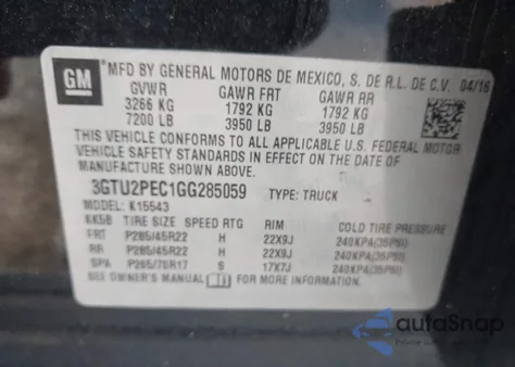 2016 GMC Sierra 1500 Denali from USA, damaged, VIN 3GTU2PEC1GG285059